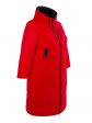 Пальто больших размеров с капюшоном, цвет красный в интернет-магазине Фабрики Тревери