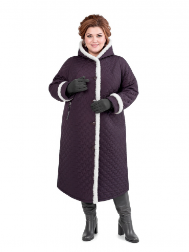 Женское зимнее пальто из плащевой стеганной ткани, цвет фиолетовый в интернет-магазине Фабрики Тревери