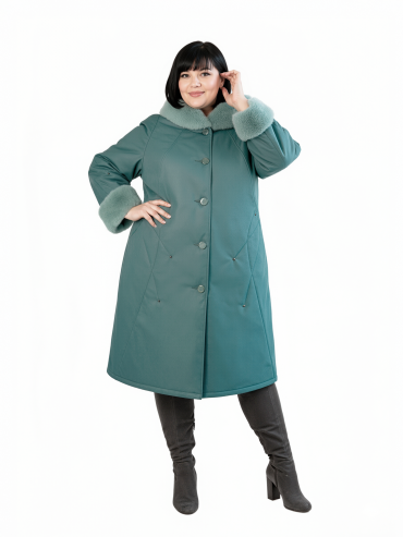 Пальто женское зимнее, цвет зеленый в интернет-магазине Фабрики Тревери
