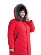 Пуховик больших размеров с капюшоном, цвет красный в интернет-магазине Фабрики Тревери