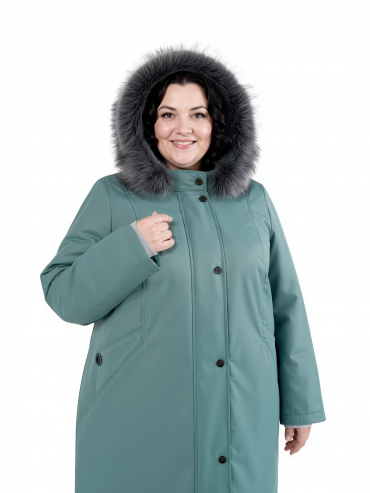 Интересная женская зимняя куртка, цвет зеленый в интернет-магазине Фабрики Тревери