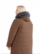 Пуховик больших размеров с капюшоном, цвет коричневый в интернет-магазине Фабрики Тревери