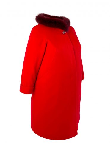 Зимнее женское пальто из драпа, цвет красный в интернет-магазине Фабрики Тревери