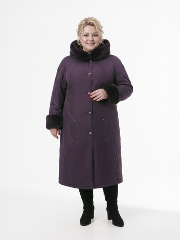 Пальто женское зимнее цвета баклажан, цвет фиолетовый в интернет-магазине Фабрики Тревери