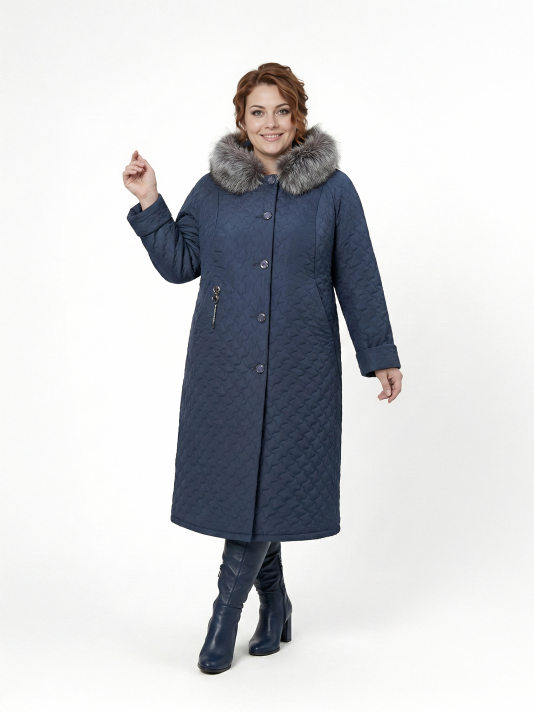 Фото модели 92633-6 — синий Пальто зимнее больших размеров 158, цвет синий в интернет-магазине Фабрики Тревери
