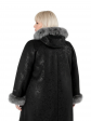 Дубленка больших размеров с капюшоном, цвет черный в интернет-магазине Фабрики Тревери