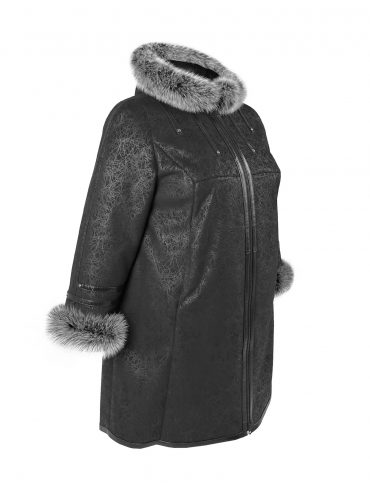 Молодежная дубленка с песцом, цвет черный в интернет-магазине Фабрики Тревери