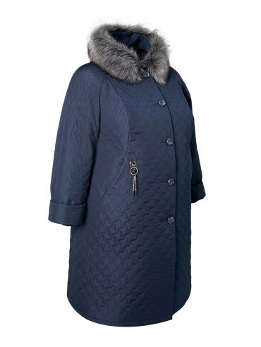 Пальто зимнее больших размеров 158, цвет синий в интернет-магазине Фабрики Тревери