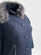 Женское зимнее пальто с дизайнерской подвеской и эко-мехом чернобурки, цвет синий в интернет-магазине Фабрики Тревери