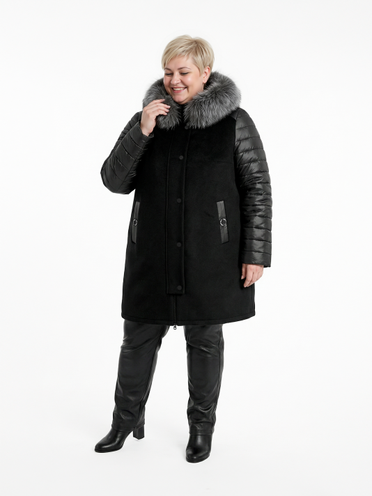 Куртка зимняя больших размеров, цвет черный в интернет-магазине Фабрики Тревери