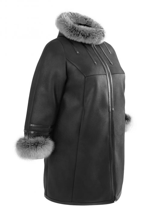 Фото модели 98117 — черный Женская дубленка, цвет черный в интернет-магазине Фабрики Тревери