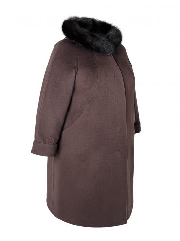 Зимнее женское пальто из драпа, цвет коричневый в интернет-магазине Фабрики Тревери