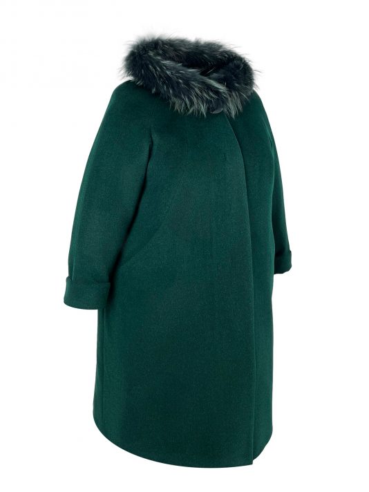 Фото модели 95555-3 — зеленый Зимнее женское пальто из драпа, цвет зеленый в интернет-магазине Фабрики Тревери