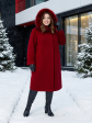 Пальто зимнее больших размеров, цвет бордовый в интернет-магазине Фабрики Тревери