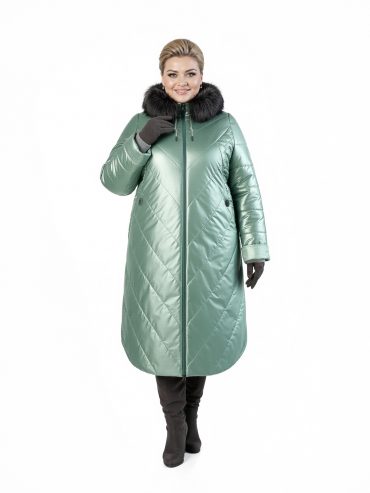 Пальто евро-зима, цвет зеленый в интернет-магазине Фабрики Тревери
