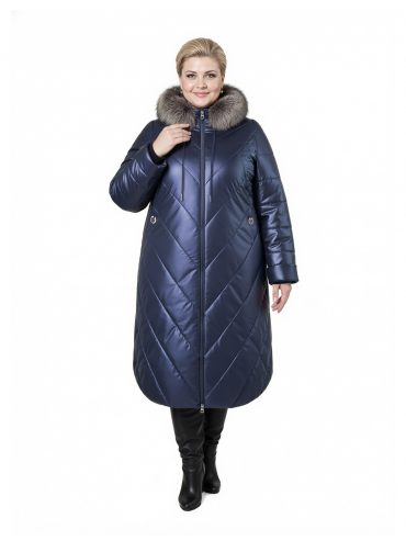 Пальто евро-зима, цвет синий в интернет-магазине Фабрики Тревери