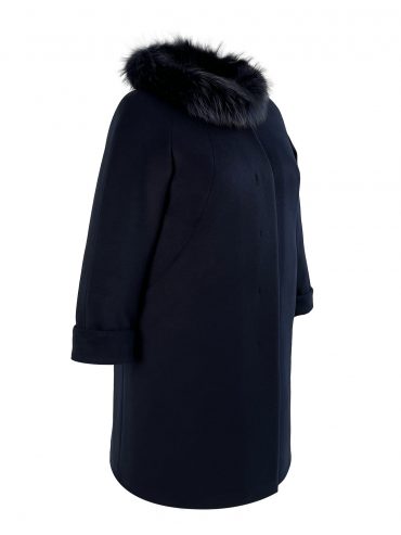 Зимнее женское пальто из драпа, цвет синий в интернет-магазине Фабрики Тревери