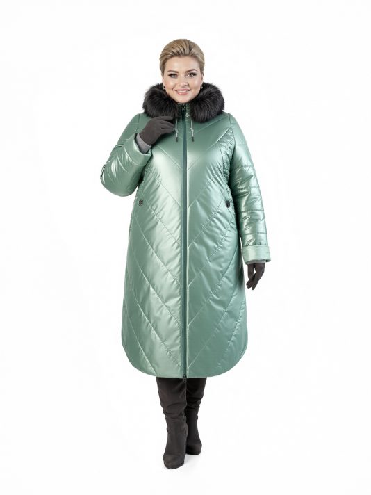Пальто евро-зима, цвет зеленый в интернет-магазине Фабрики Тревери