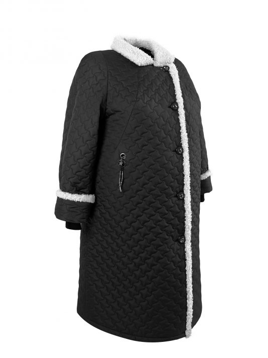 Пальто зимнее больших размеров, цвет черный в интернет-магазине Фабрики Тревери