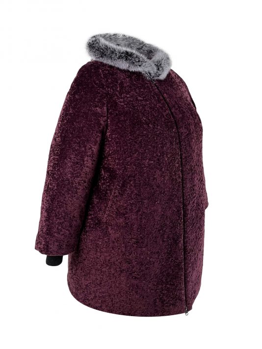 Женская шубка из высококачественного каракуля, цвет бордовый в интернет-магазине Фабрики Тревери