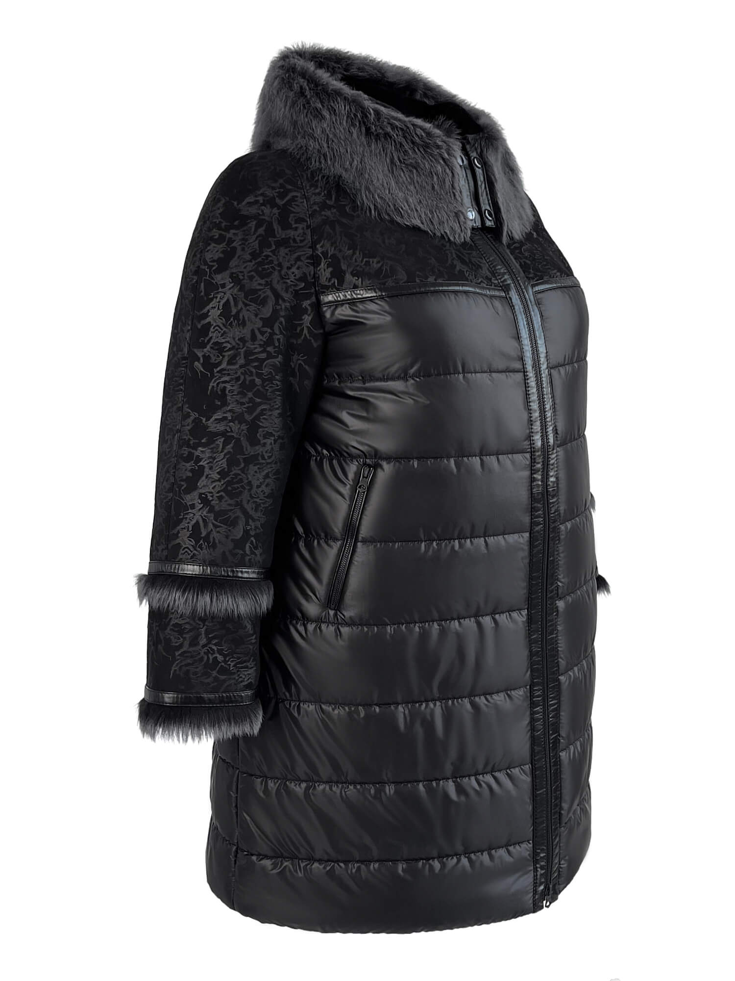 Пальто-дубленка большого размера, модель 83107-6 в цвете морозное утро