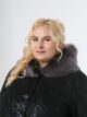 Дубленка больших размеров, модель 79127-4 в цвете черный с рисунком