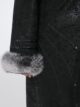 Дубленка больших размеров с капюшоном, модель 84437-4 в цвете черный с рисунком