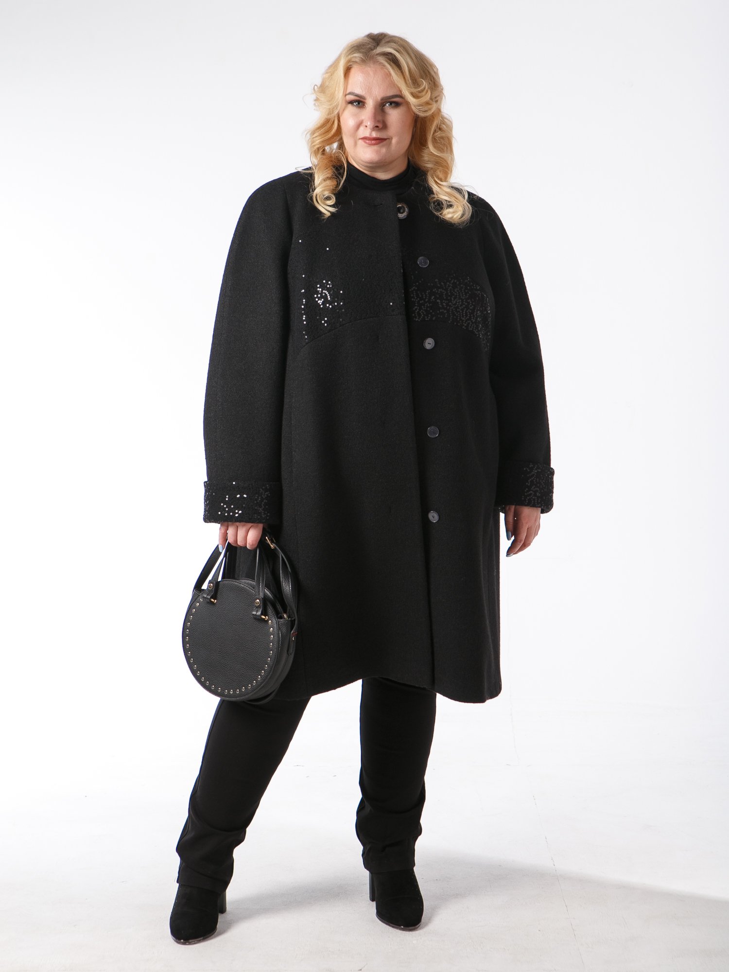 Свободное полупальто, модель 85605П в цвете черный