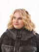 Дубленка со стежкой для женщин больших размеров, модель 83117П в цвете черный