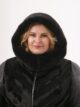 Женское пальто из полосатого каракуля и стеганой плащевки, модель 80606 в цвете черный