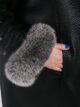 Дубленка больших размеров с капюшоном, модель 84407 в цвете колечко блестящее