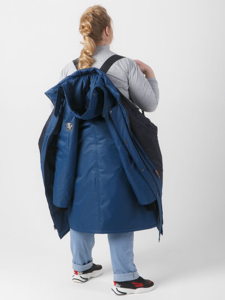 Пальто больших размеров, модель 81334АП в цвете синий