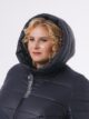 Женское пальто из комбинированной стеганной ткани , модель 87303 в цвете синий