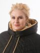 Пальто больших размеров с капюшоном, модель 89403 в цвете черный с золотистым