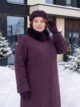 Зимнее женское пальто из драпа со стойкой и мехом, модель 99805-12 в цвете баклажан