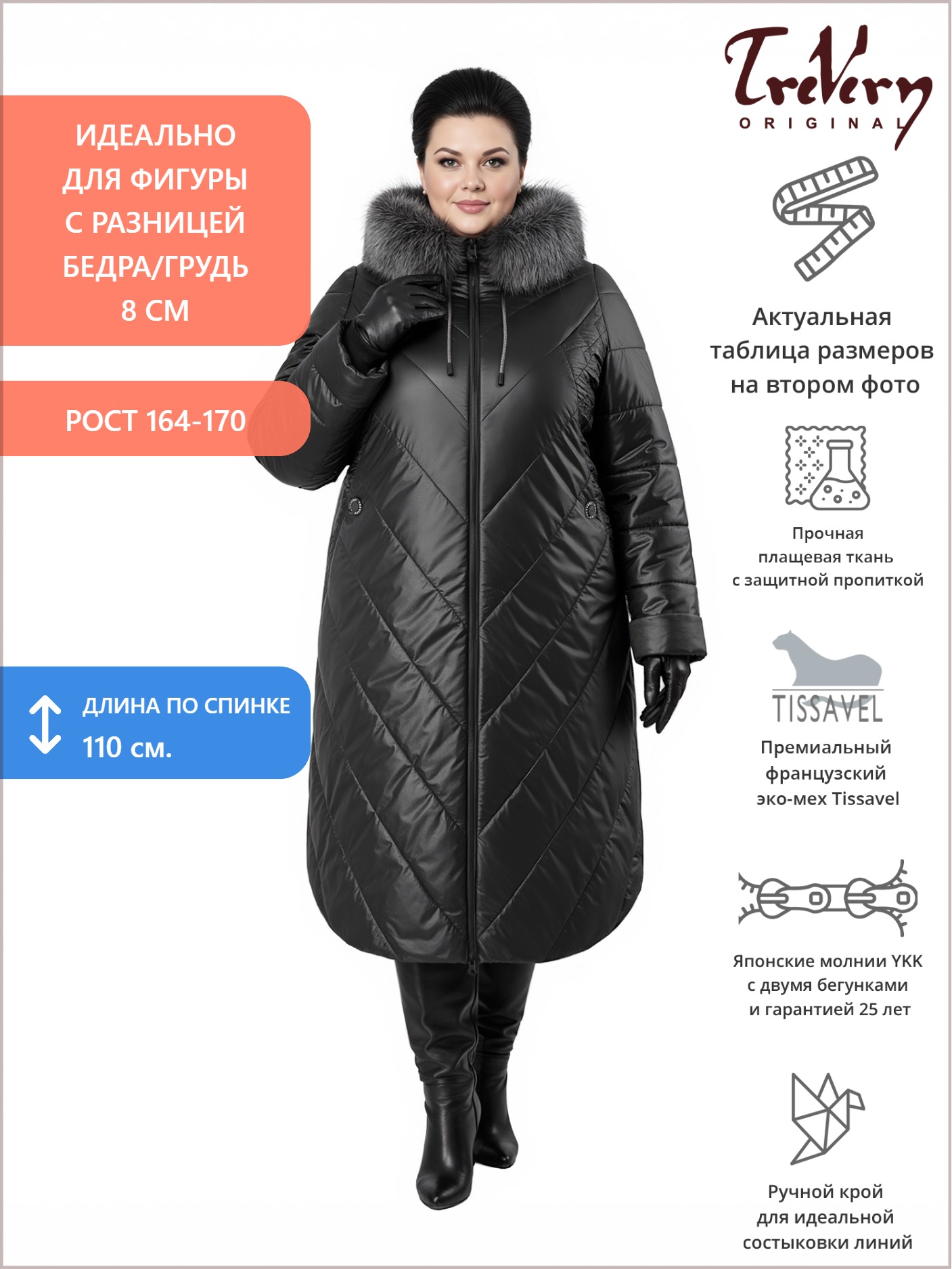 Пальто евро-зима, цвет черный в интернет-магазине Фабрики Тревери